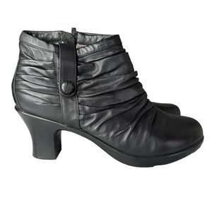Dansko Boots Womens 10 41 Heels Ankle Booties 3403020200 Black Leather Side Zip